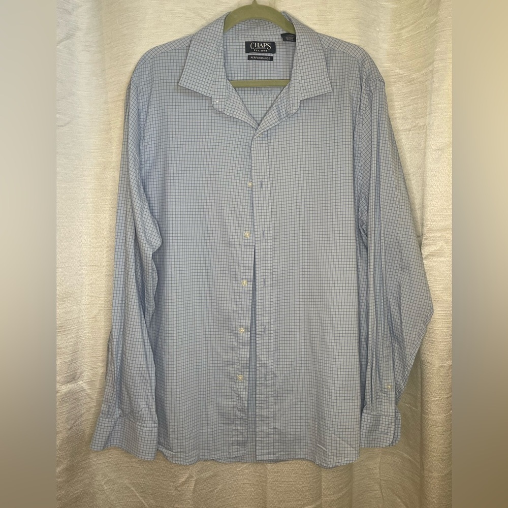 Chaps Performance Blue and White Pattern dress shirt Size XXL